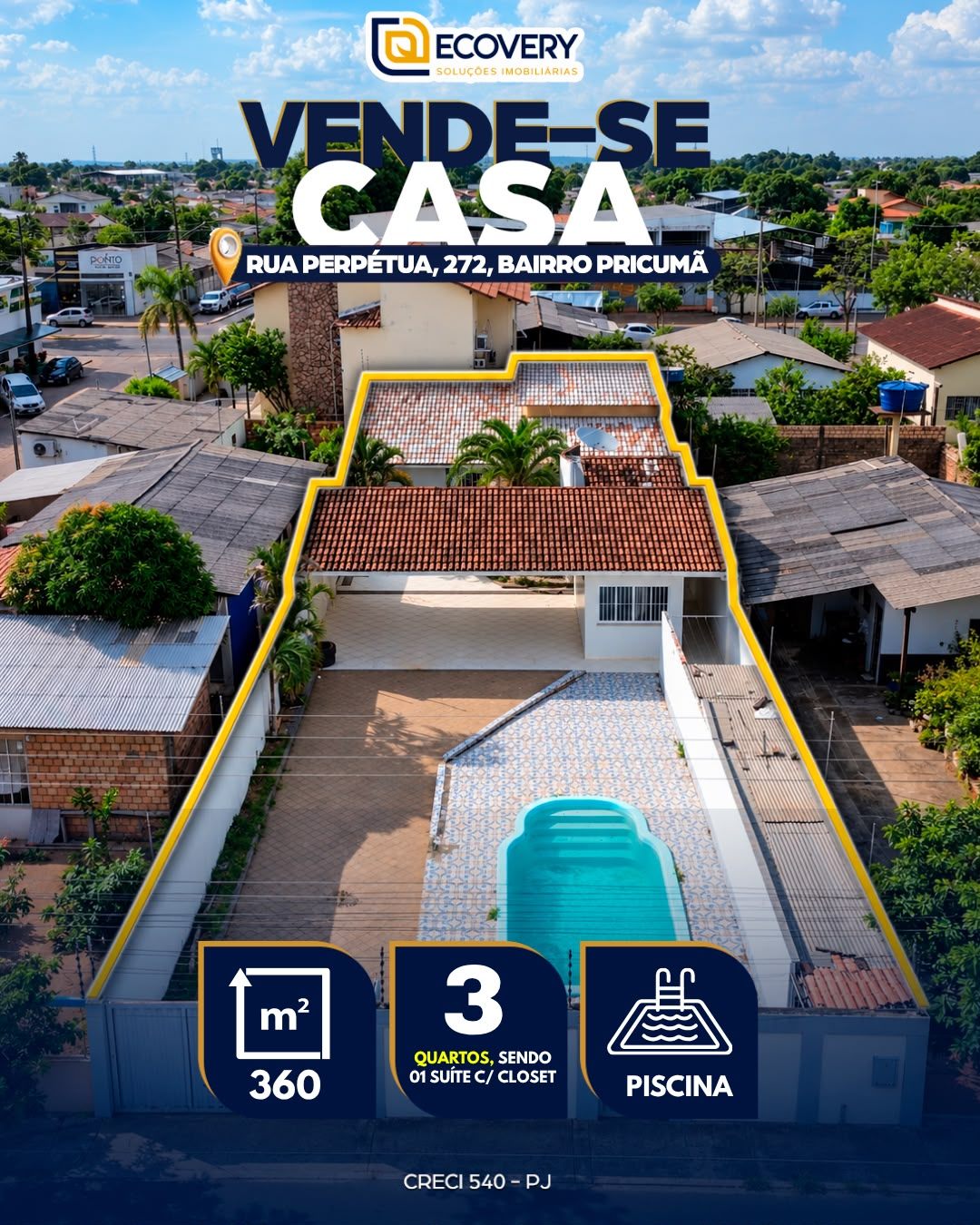 CASA À VENDA – BAIRRO PRICUMÃ