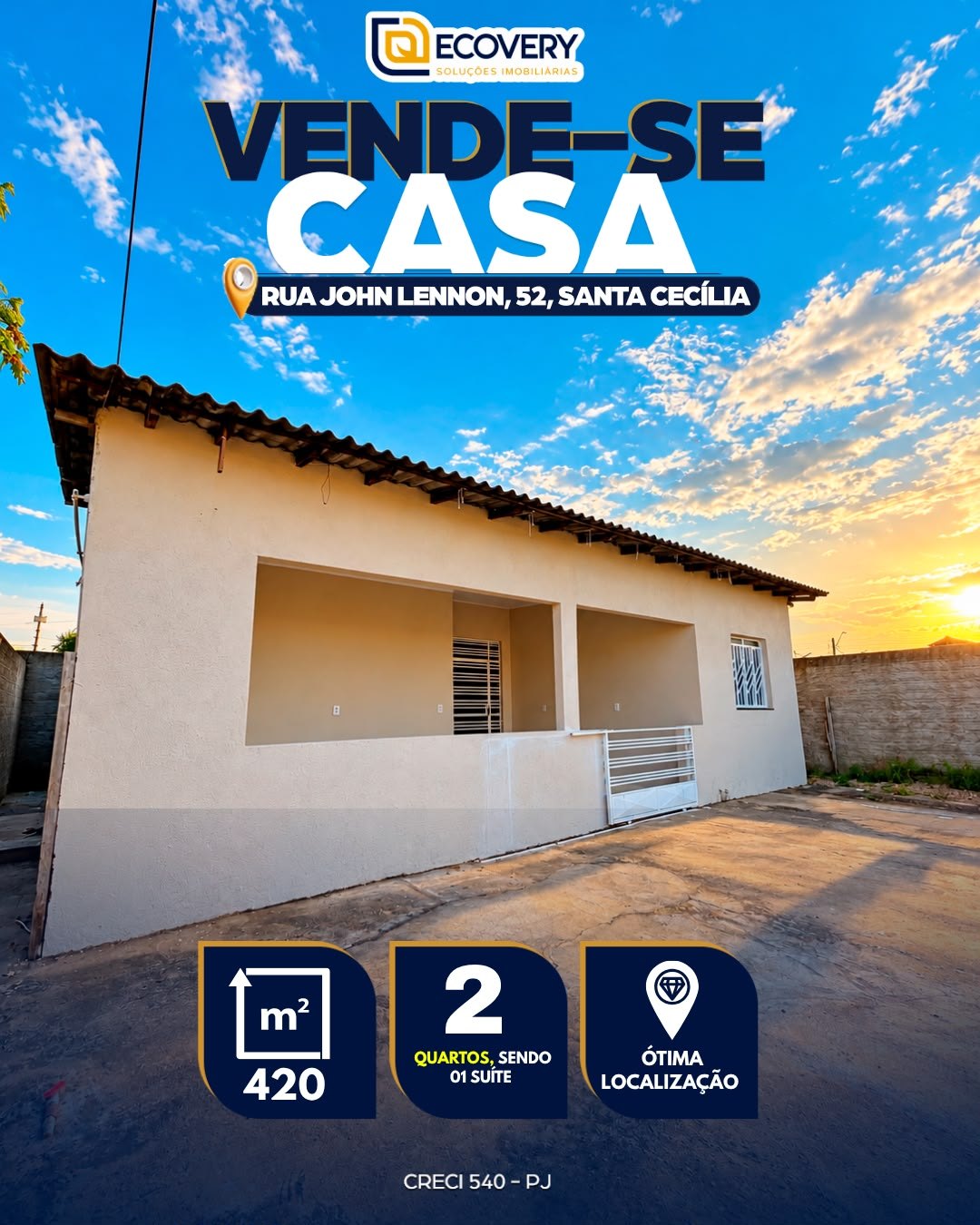 CASA À VENDA – CIDADE DE SANTA CECÍLIA