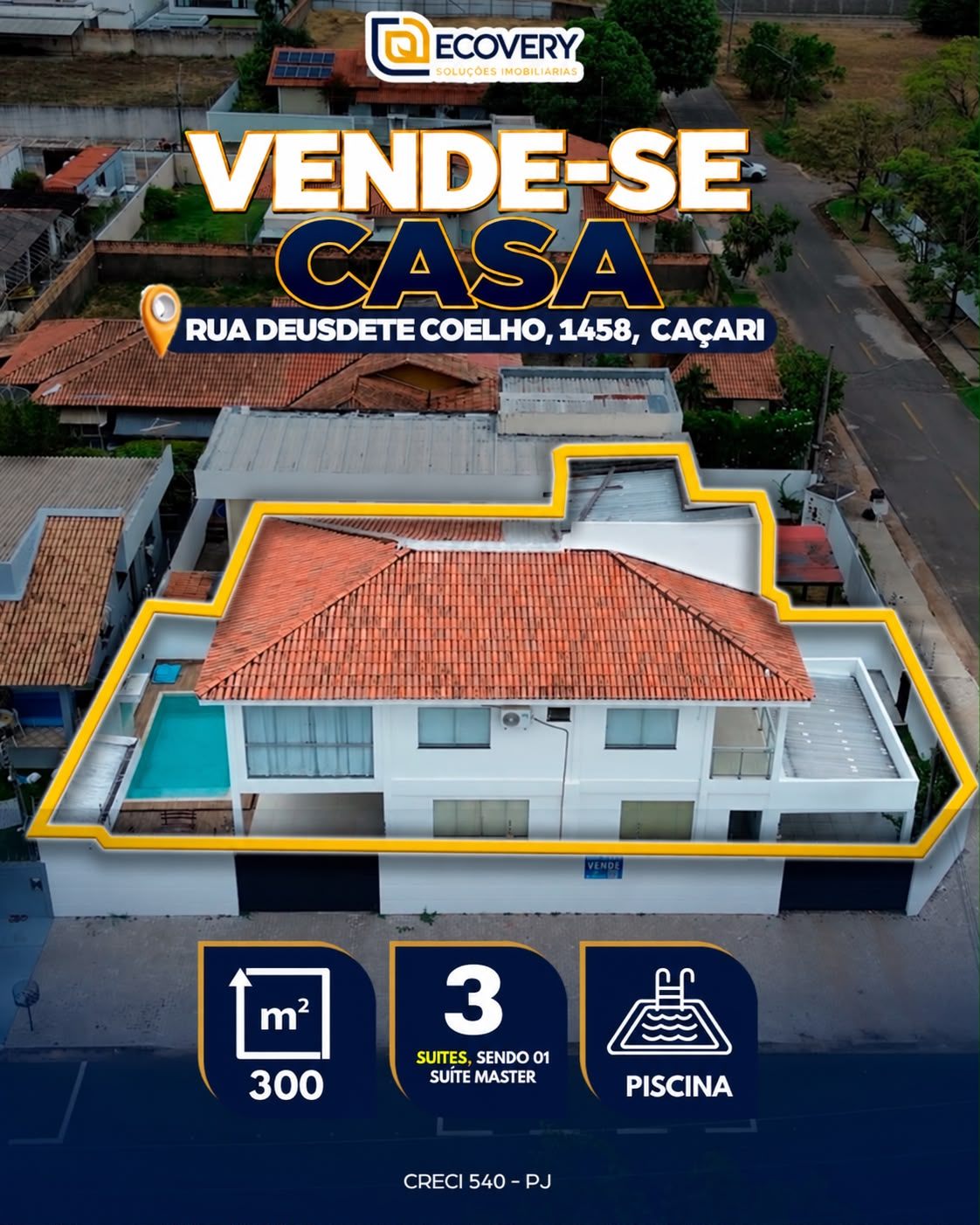 CASA DUPLEX DE ALTO PADRÃO À VENDA – BAIRRO CAÇARI