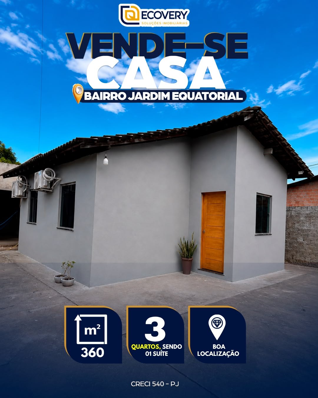 🏡 CASA MODERNA À VENDA – BAIRRO JARDIM EQUATORIAL